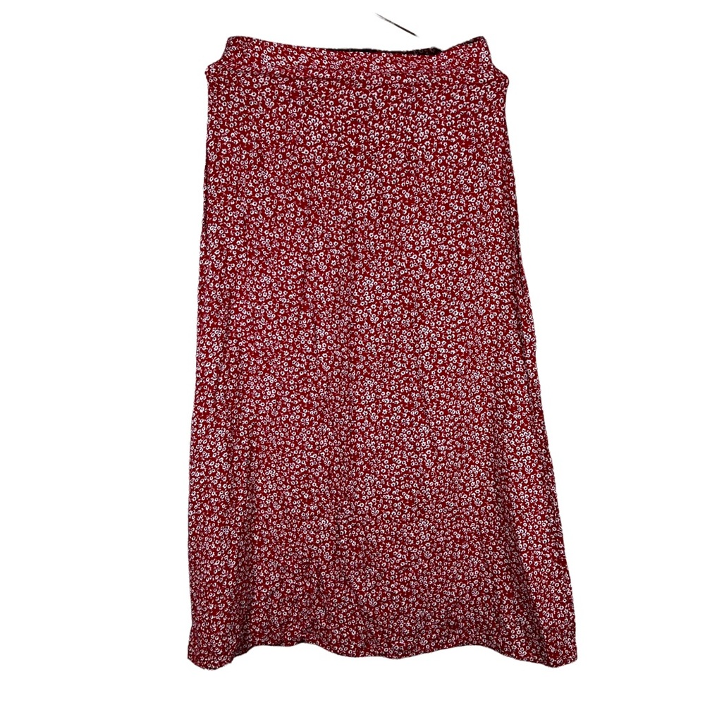 Vintage Blue Red & White Floral Maxi Skirt A Line 90’s Style Size 14